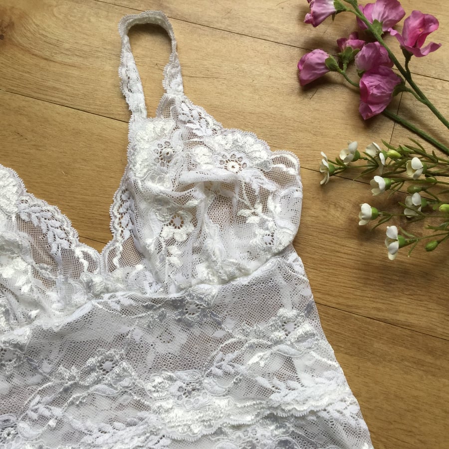 Camisole bralette , in hand dyed lace , sky tones ,from Fidditchdesigns 