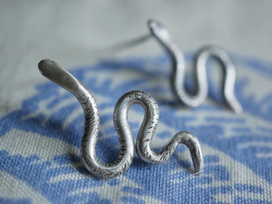 Silver serpent earrings 