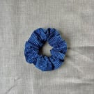 Blue check medium sized scrunchie