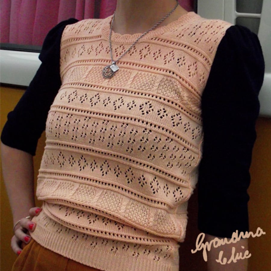 Peach and navy upcycled jumper 