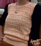 Peach and navy upcycled jumper  - Image 1