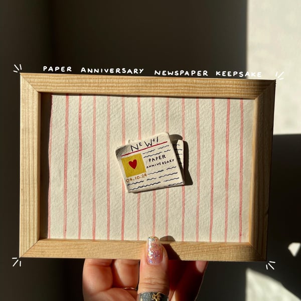 Handmade Paper Anniversary Newspaper Keepsake Framed Wedding Gift