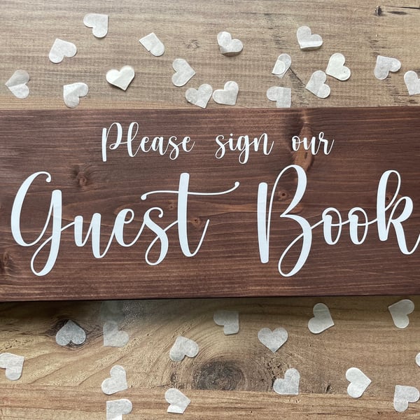 Wooden 'Please sign our Guest Book' Wedding Sign Rustic 