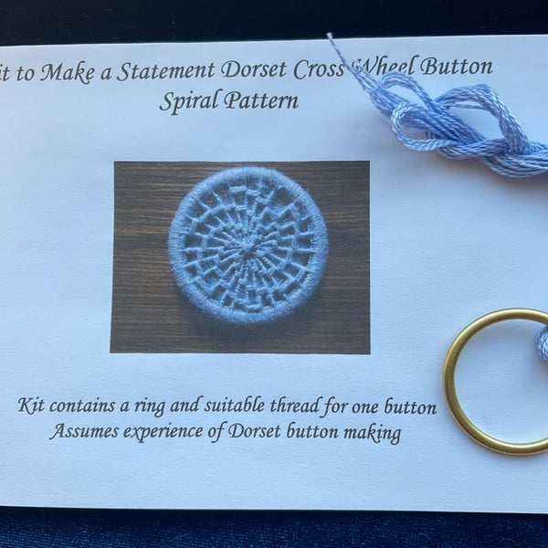 Kit to Make a Statement Dorset Button, Spiral Design, Pale Blue 