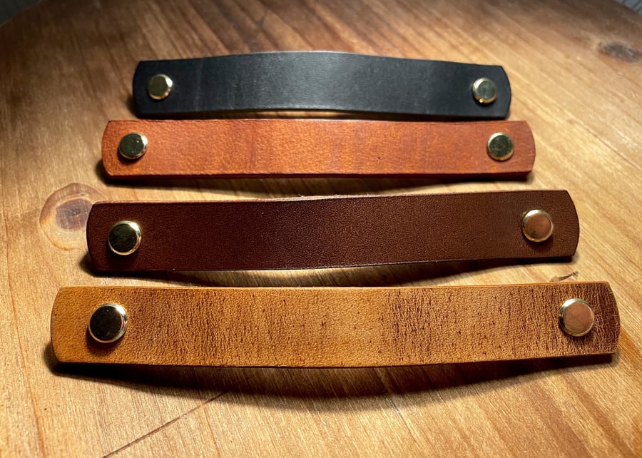 Thick Flat Leather drawer handles leather cabinet pulls Leather knob leather loo