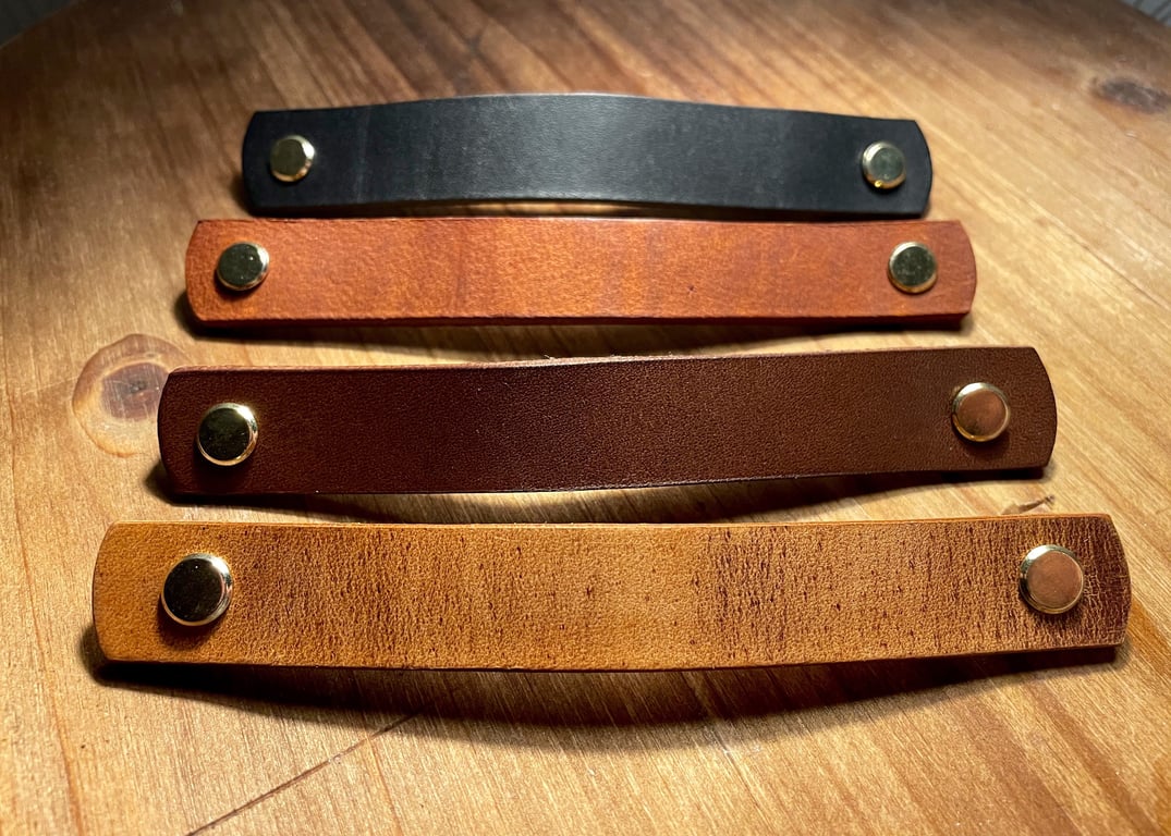 Thick Flat Leather drawer handles leather cabinet pulls Leather knob leather loo