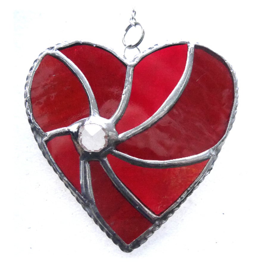 Red Swirl Heart Stained Glass Suncatcher 074 Ruby Wedding