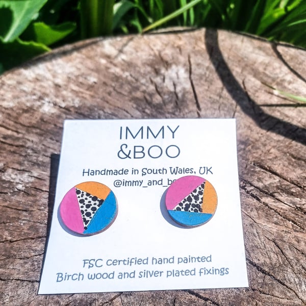 Retro Spotty Earrings - Eco-Friendly Gift Idea- Handcrafted Colourful Accessorie