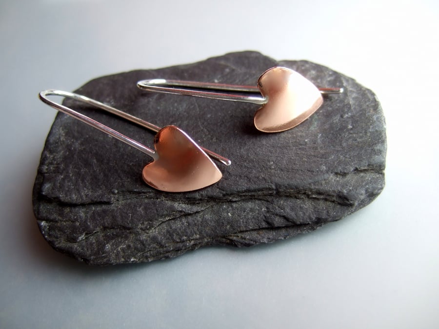 Copper heart earrings 
