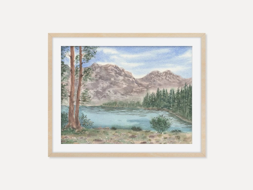 Mountain Lake Landscape Art Print, Scenic Nature Wall Art, Mountain Lake Poster