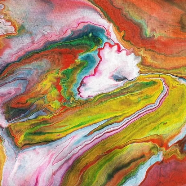 Acrylic Pour Painting 'lady in the sea of colour'