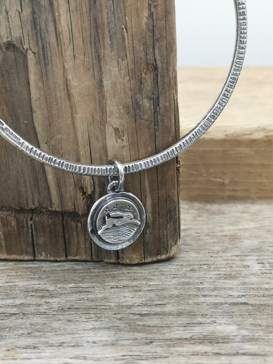 Starry Night Hare Charm Bangle (66mm diameter)