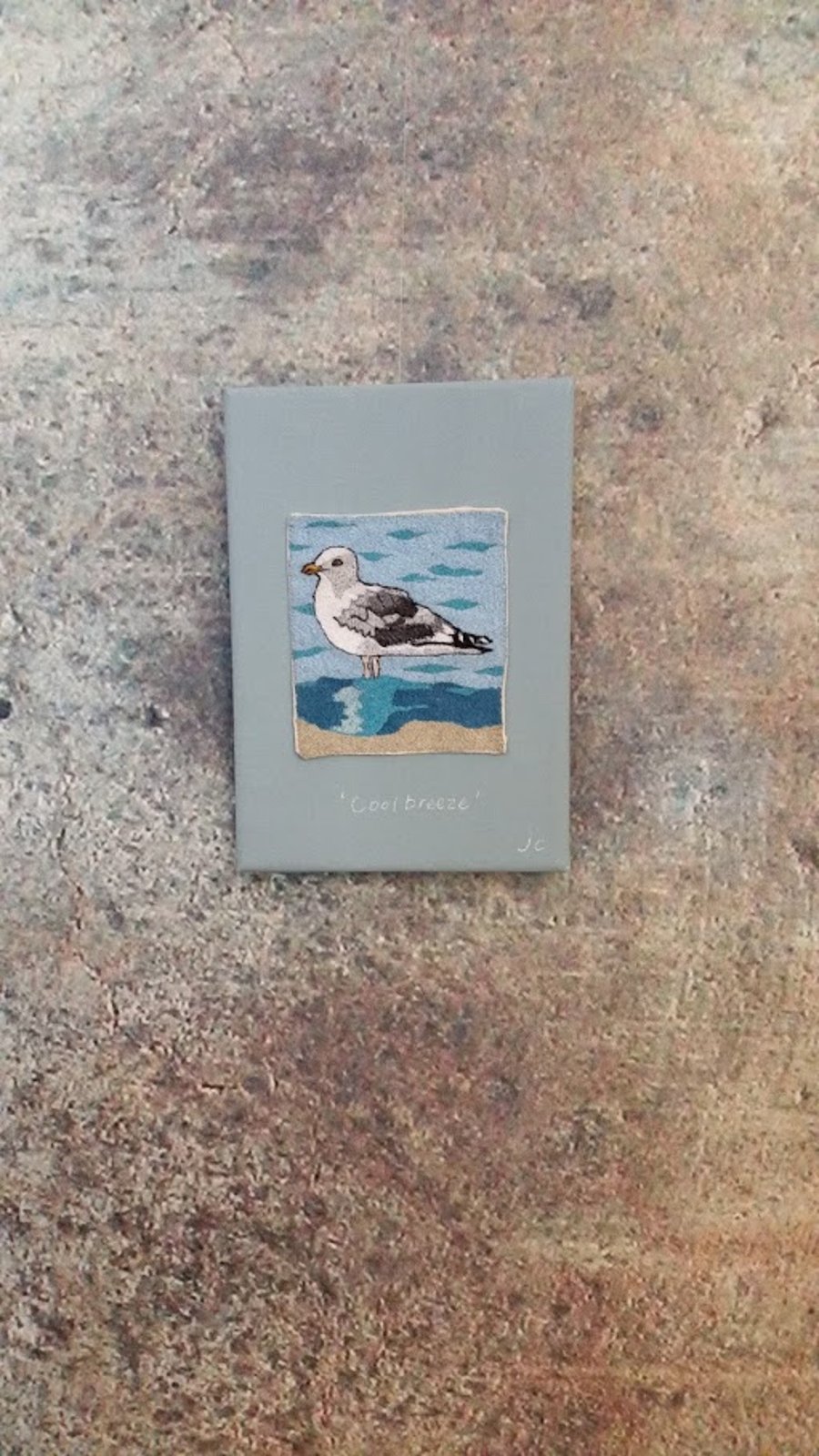 Little stitched seabird interior wallpiece - 'Cool breeze'