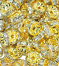 100pcs Gold Clear Rhinestone Rondelle Spacer Beads 6mm, 8 mm for Jewellery Makin