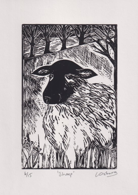 Sheep - original linocut