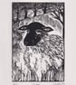 Sheep - original linocut