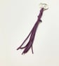 Dark Purple Suede Keyring - Bag Charm w Silver coloured Heart-shaped Carabiner