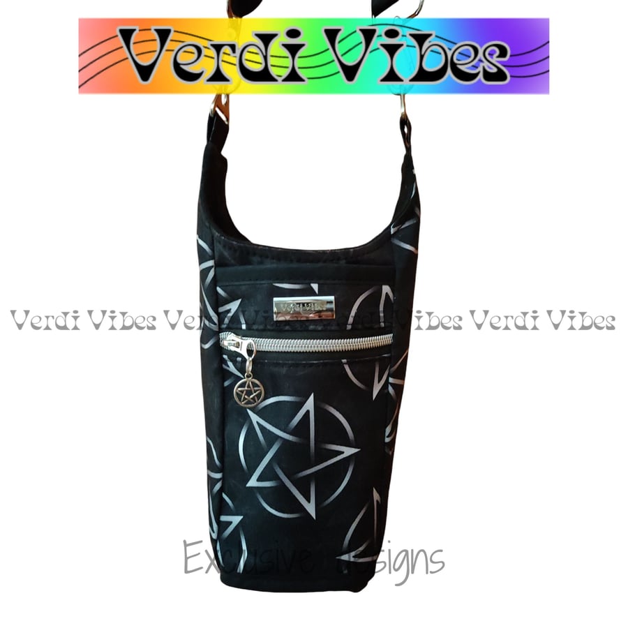 Black pentacle crossbody sling bag