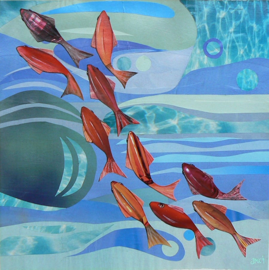 Fish collage, signed print