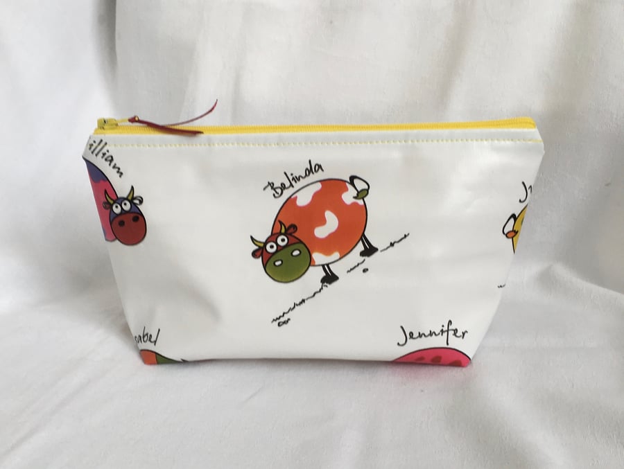 It's a Cow Thing Make Up Bag, Oilcloth Make Up Bag, Fun Cosmetic Bag.