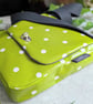 Polka Dot Print, Water-resistant Lime Green Oilcloth, Small Cross Body Bag - Image 6