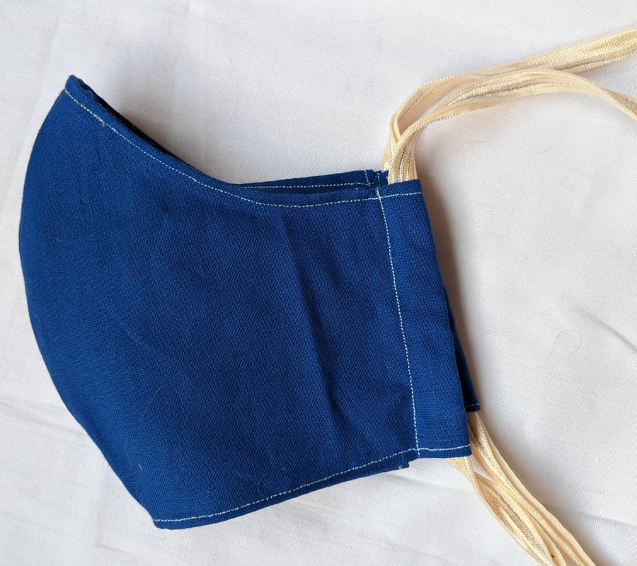 Blue cotton face mask