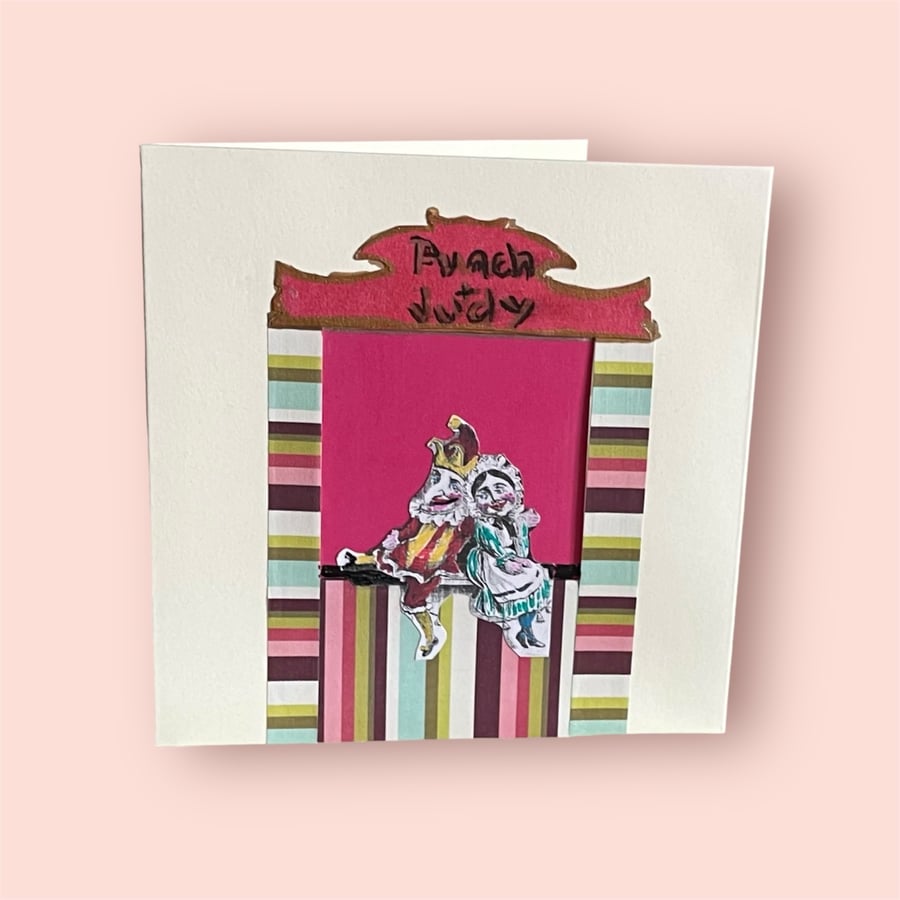 Blank card - handmade collage ‘Punch and Judy No.4’