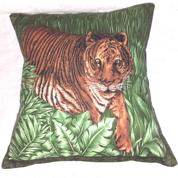On Safari  magnificent Tiger prowling through undergrowth cushion 