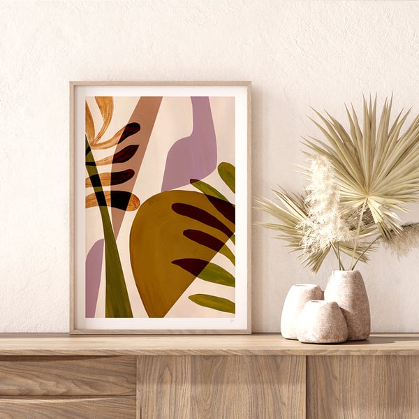 Brown Abstract Leaf Art Print