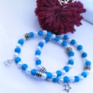 Stunning Blue and faux Pearl Bracelet 
