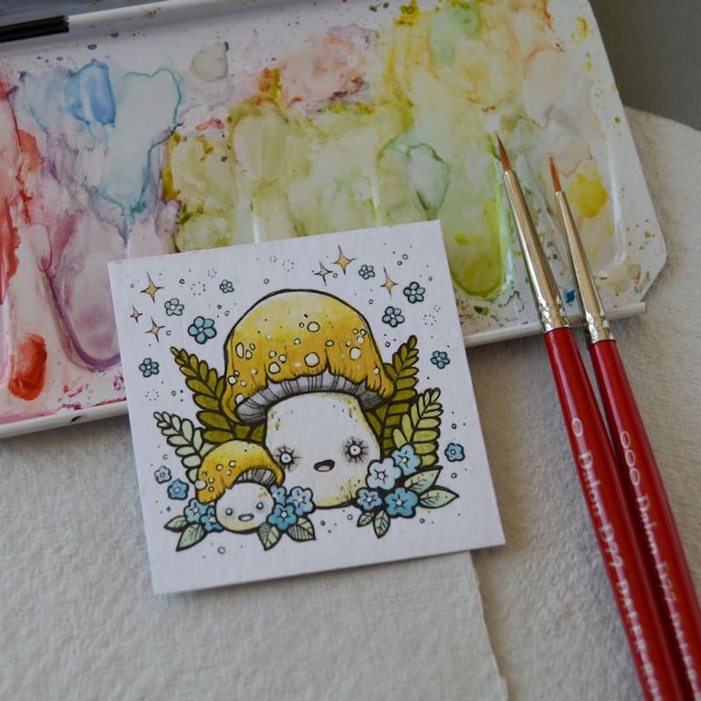 mushroom month - day 9 - original twinchie illustration