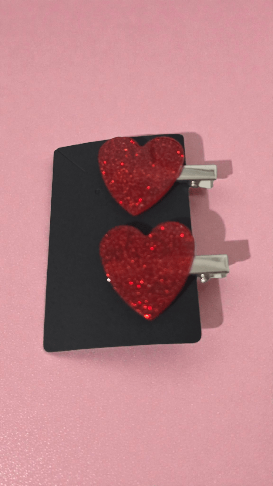 Red heart shaped hair clips set of 2