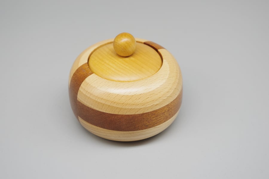 Small Wooden Trinket Ring Box. Handmade. Recycled South American Mahogany