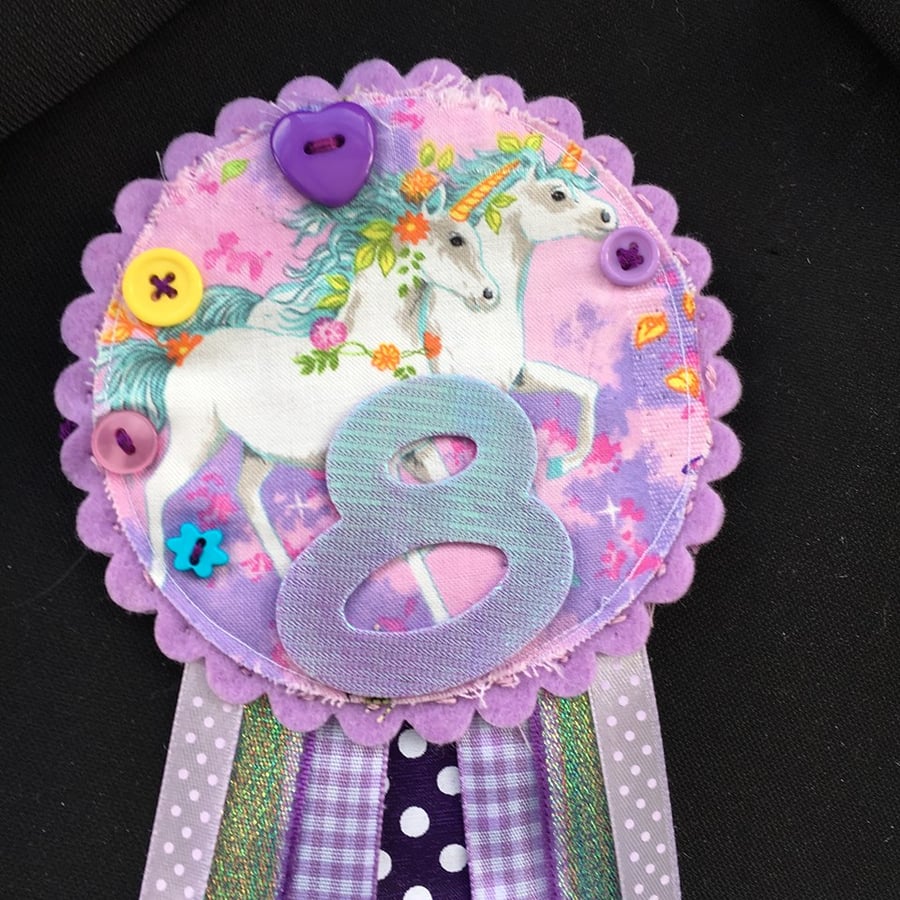 Birthday badge-Rosette - Birthday Girl - Magical Unicorn design