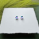 Pink & Blue Acrylic Confetti Circle Stud Earrings