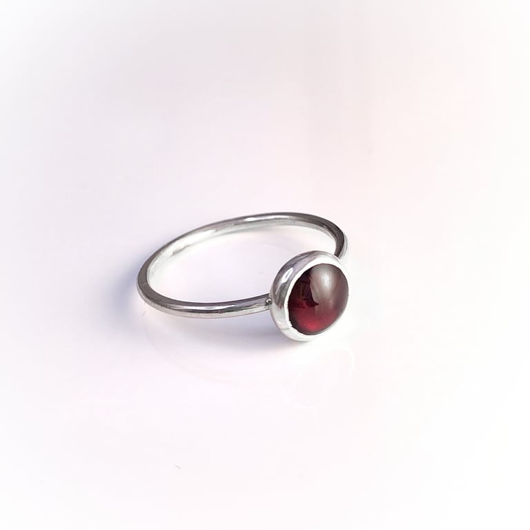 Sterling silver stacking ring with garnet
