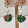 Mermaid marble pearl heart earrings