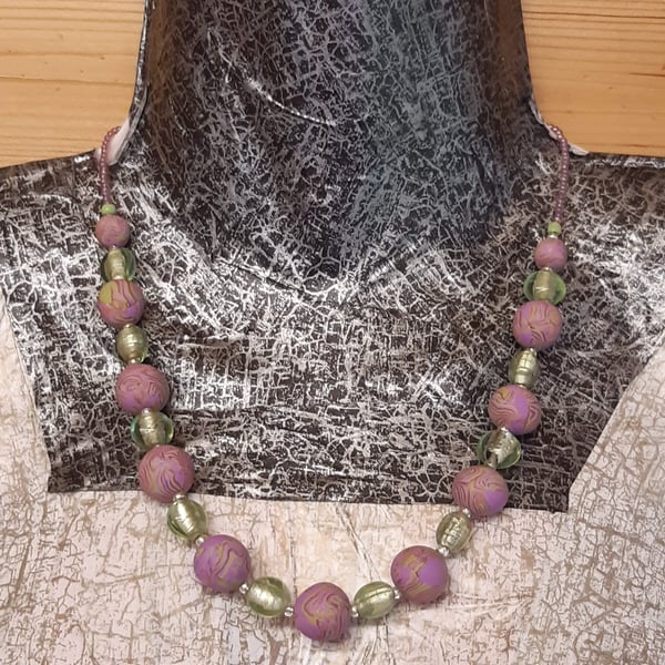 Pretty pink and pastel green necklace