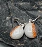Orange and White Fused Glass French Drop Earrings and Pendant Set - Image 7