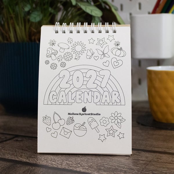 2027 Mini Colouring Desk Calendar with Journal Prompts