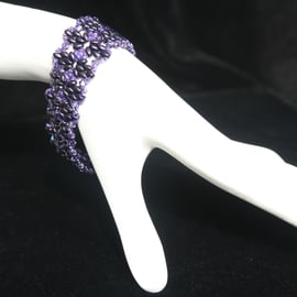 Beaded Bracelet with Purple Swarovski Crystal