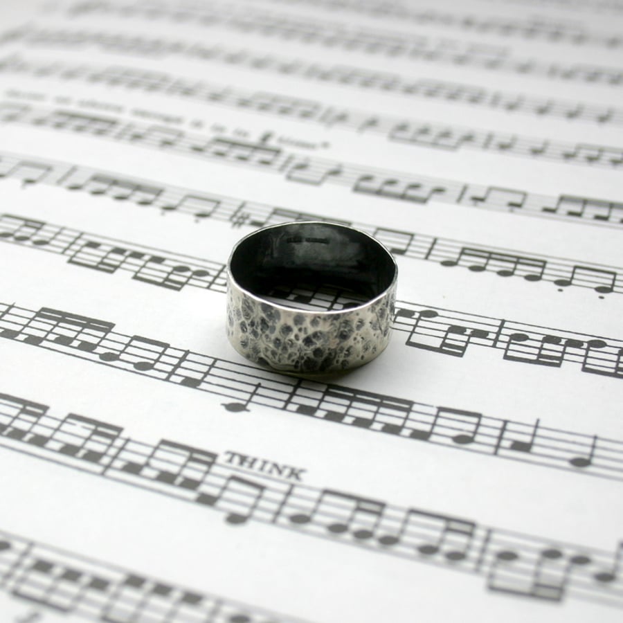 Oxidised Silver Textured Finish Ring (large)