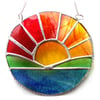 Sunrise Picture Stained Glass Suncatcher Handmade Sea Ring 074