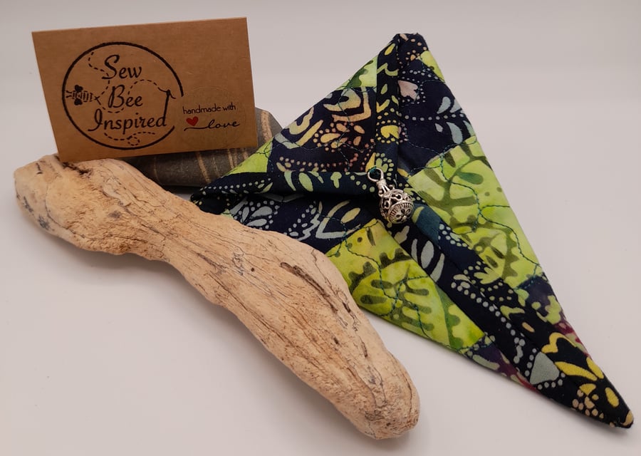 Navy & Lime Batik Scissor Case