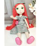 Isabelle - Vintage style, Handmade Heirloom Doll, Embroidered Face, 100% cotton