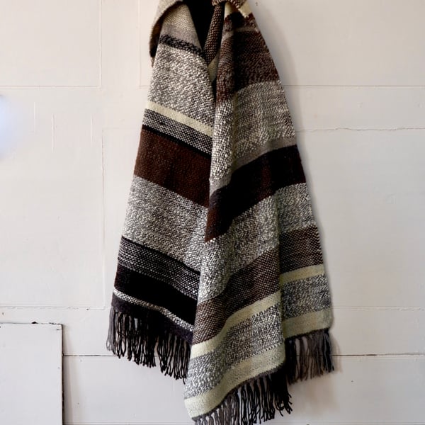 Luxury handwoven throw in handspun wool.