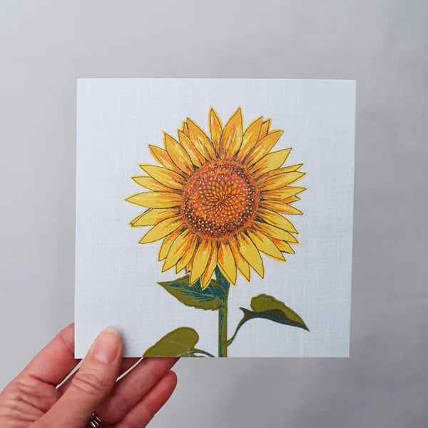 Sunflower card, blank card, flower card, thinking of you, Summer