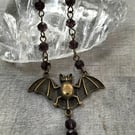 HN8 Purple beaded bat necklace