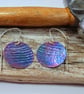 Coloured Titanium Hammered Disc Earrings - UK Free Post - Image 1
