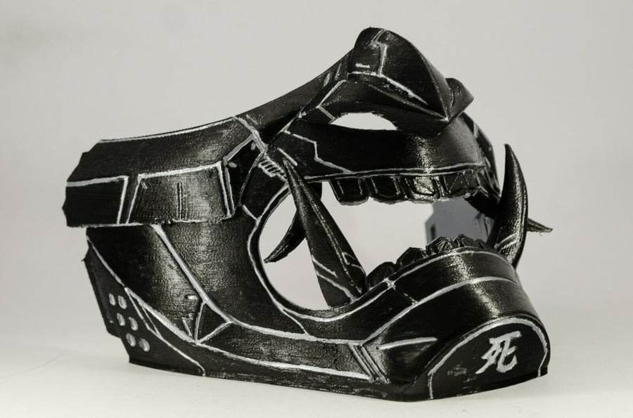 Wearable Samurai Menpo Oni Ninja Ghost of Tsushima Masks - Silver & Black